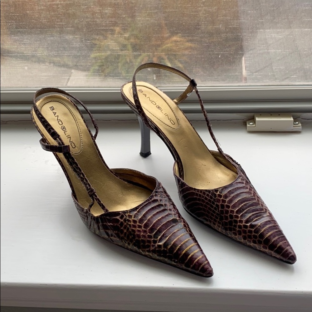 Maroon snakeskin mules size 6